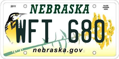 NE license plate WFT680