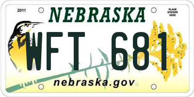 NE license plate WFT681