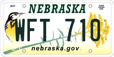 NE license plate WFT710