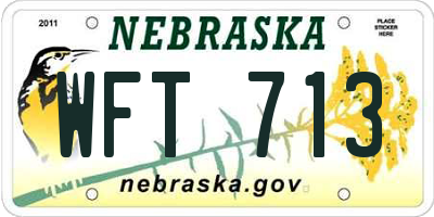 NE license plate WFT713