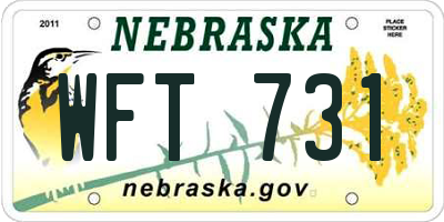 NE license plate WFT731
