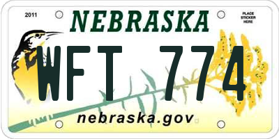 NE license plate WFT774