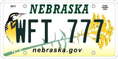 NE license plate WFT777