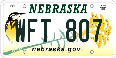NE license plate WFT807