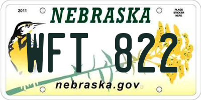 NE license plate WFT822