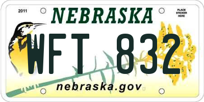 NE license plate WFT832