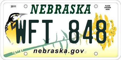 NE license plate WFT848