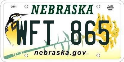 NE license plate WFT865
