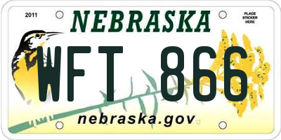 NE license plate WFT866