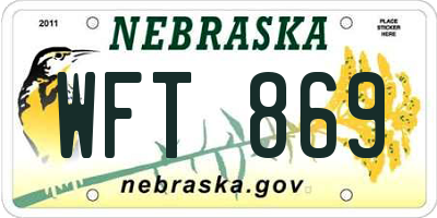 NE license plate WFT869