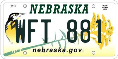 NE license plate WFT881