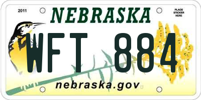 NE license plate WFT884