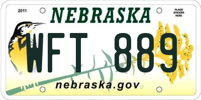 NE license plate WFT889