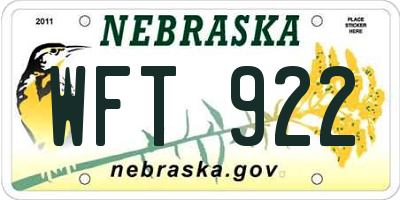 NE license plate WFT922