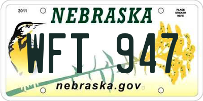 NE license plate WFT947