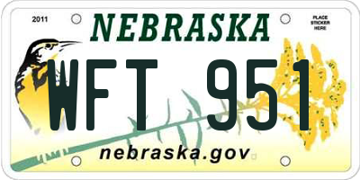 NE license plate WFT951