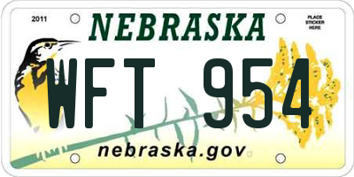NE license plate WFT954