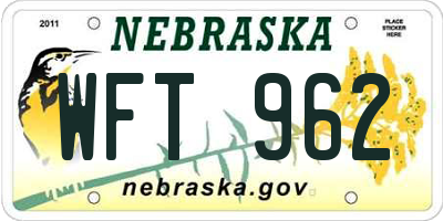 NE license plate WFT962