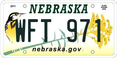 NE license plate WFT971