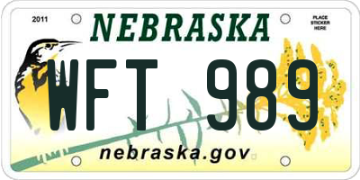 NE license plate WFT989
