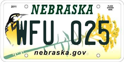 NE license plate WFU025