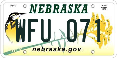 NE license plate WFU071