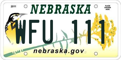 NE license plate WFU111