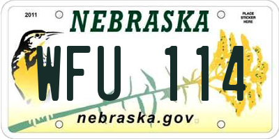 NE license plate WFU114