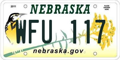 NE license plate WFU117
