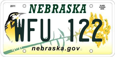 NE license plate WFU122