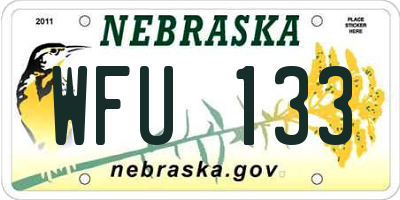NE license plate WFU133