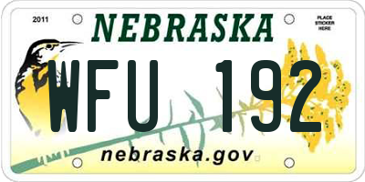 NE license plate WFU192