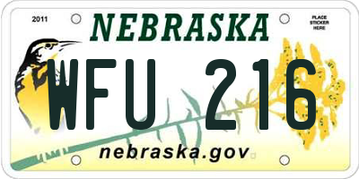 NE license plate WFU216