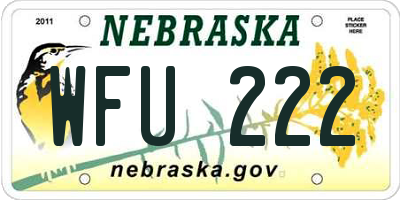 NE license plate WFU222