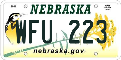 NE license plate WFU223