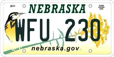 NE license plate WFU230