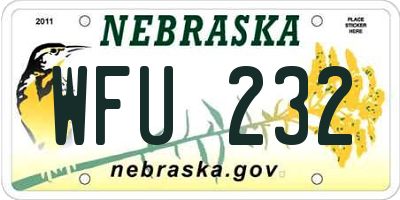 NE license plate WFU232