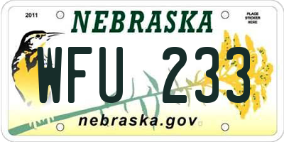 NE license plate WFU233