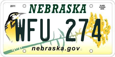 NE license plate WFU274