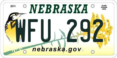 NE license plate WFU292
