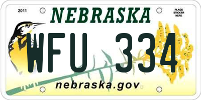 NE license plate WFU334