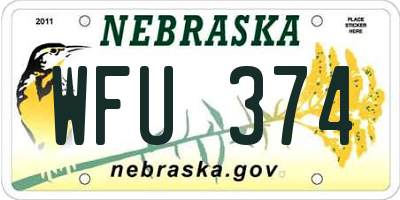 NE license plate WFU374