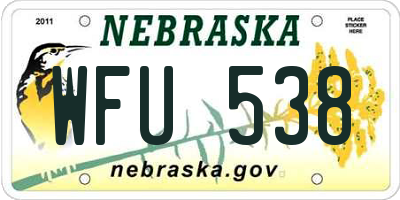NE license plate WFU538
