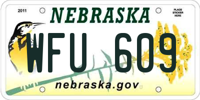 NE license plate WFU609