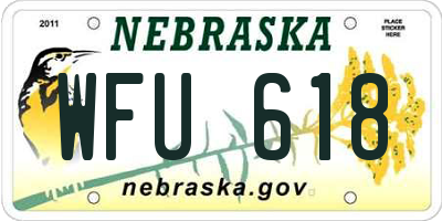 NE license plate WFU618