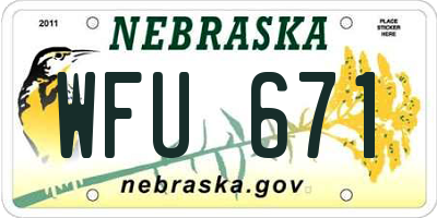 NE license plate WFU671