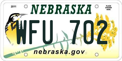 NE license plate WFU702