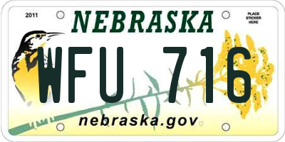 NE license plate WFU716