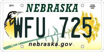 NE license plate WFU725