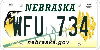 NE license plate WFU734